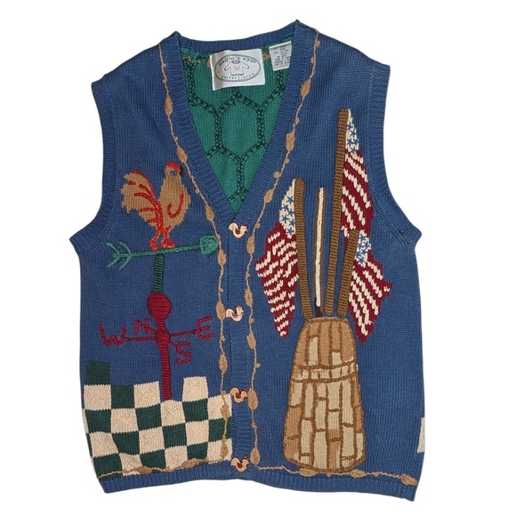 Angie's Collectibles Jackets & Blazers - Eagle Eyes Collectibles Embroidered Rooster‎ Chicken Button Up Vest Women M 90s